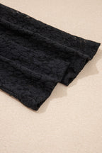 Black Floral Lace Off-shoulder Long Sleeve Slim Top